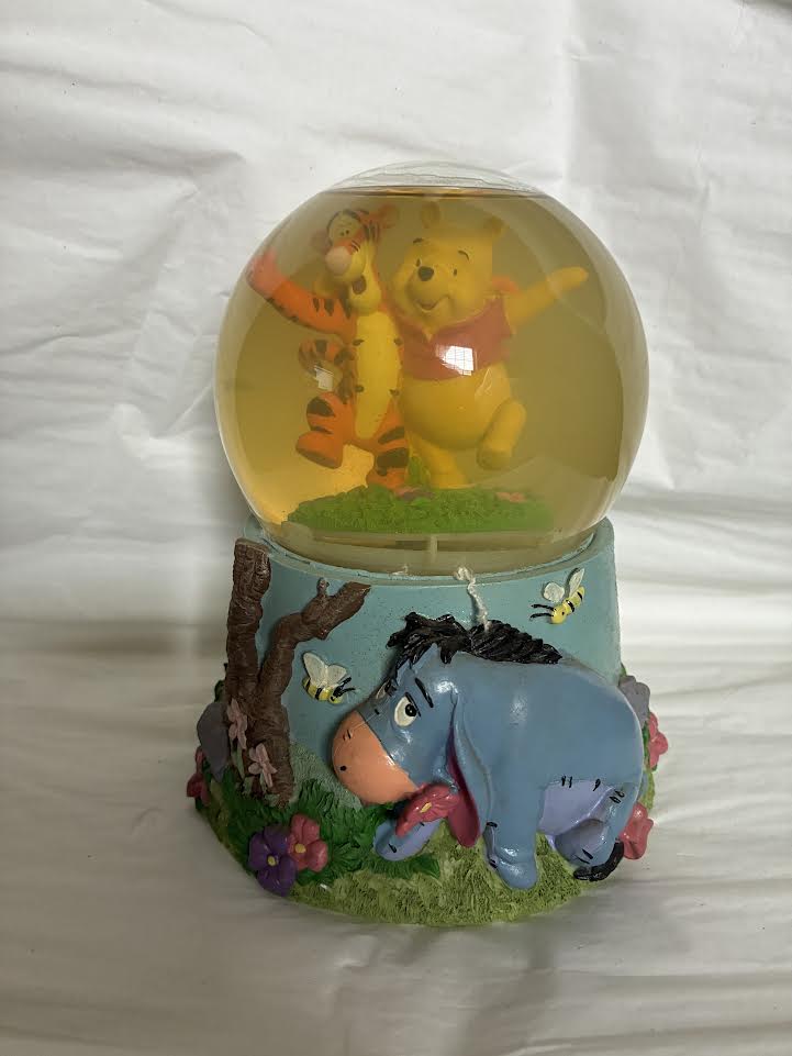 Early 2000s Disney Winnie the Pooh Tigger and Eeyore snow globe collectible