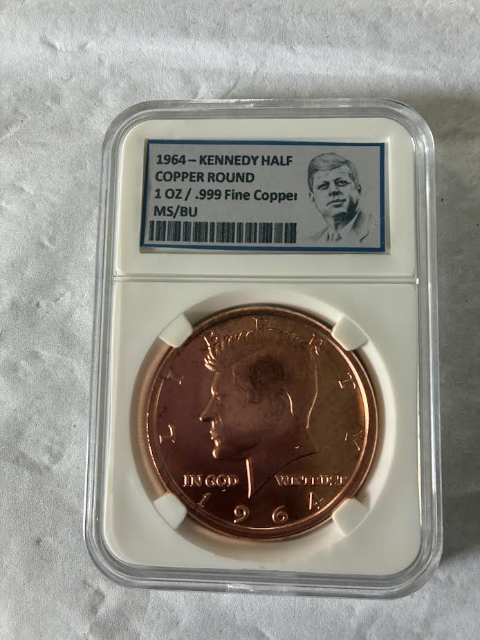 1964 Kennedy Half Dollar Tribute – 1 Troy Oz .999 Fine Copper Round
