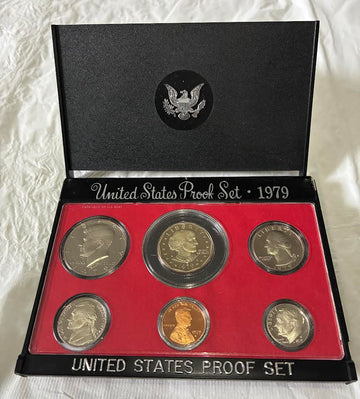 1979 United States Proof Set in original black clamshell case with 6 proof coins