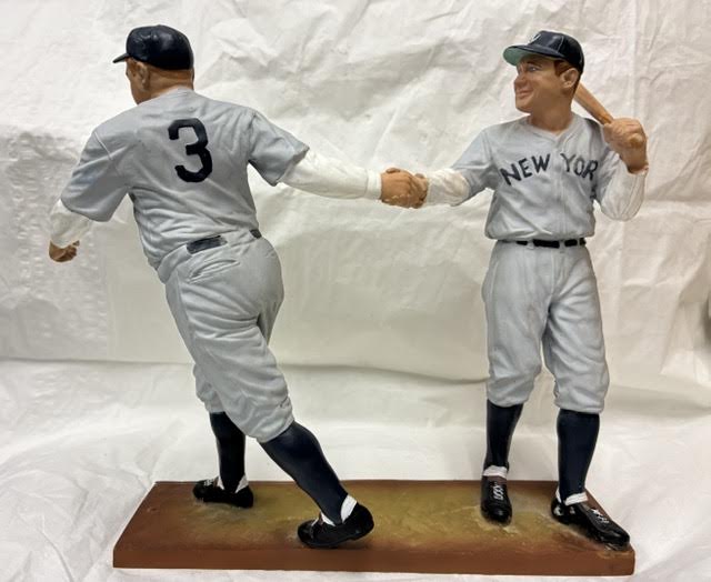 Babe Ruth and Lou Gehrig figurine set - handshake view