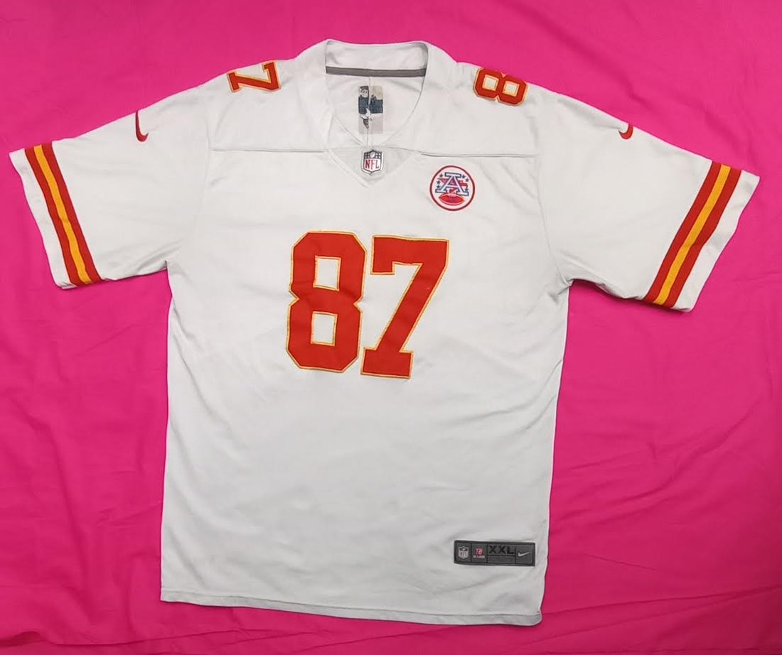 Nike Travis Kelce #87 Kansas City Chiefs White Away Jersey XXL - Front