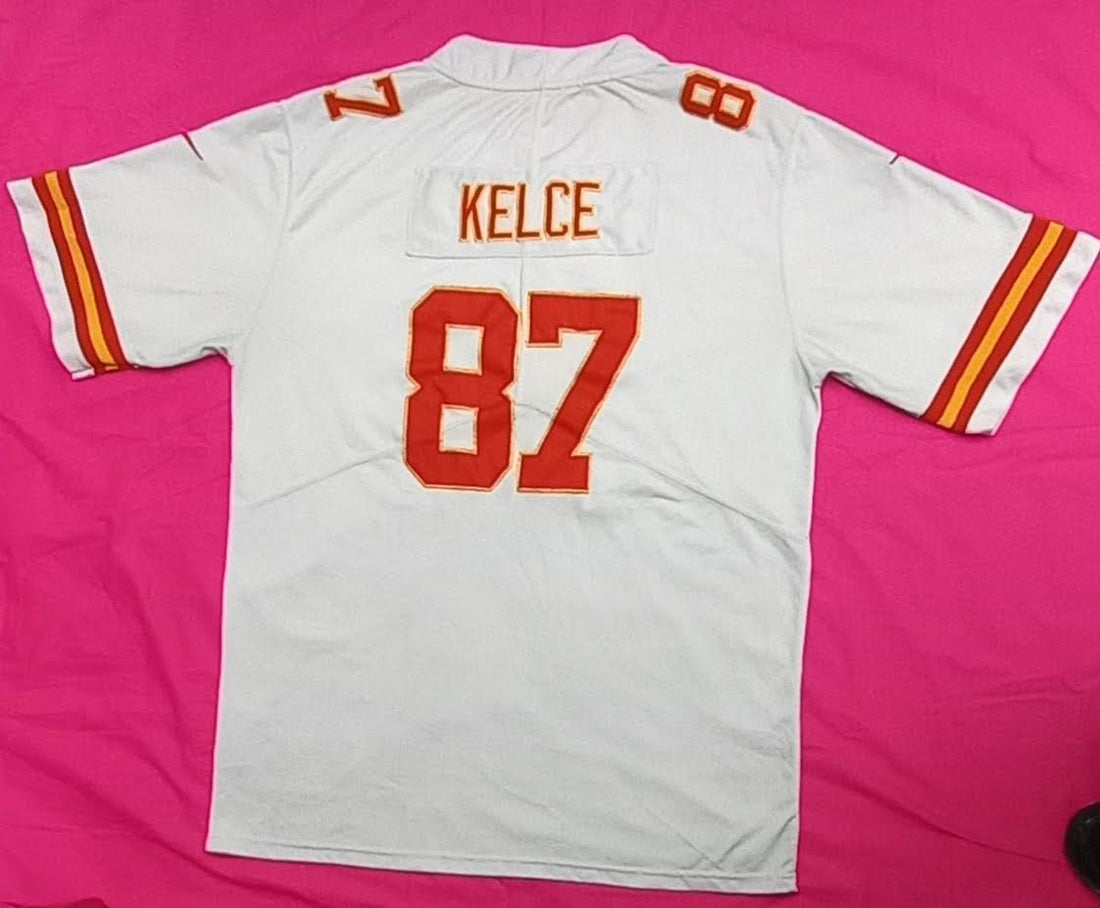 Nike Travis Kelce #87 Kansas City Chiefs White Away Jersey XXL - Front