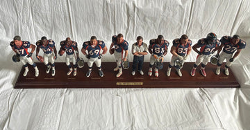 1998 Denver Broncos figurine set front view on wooden base