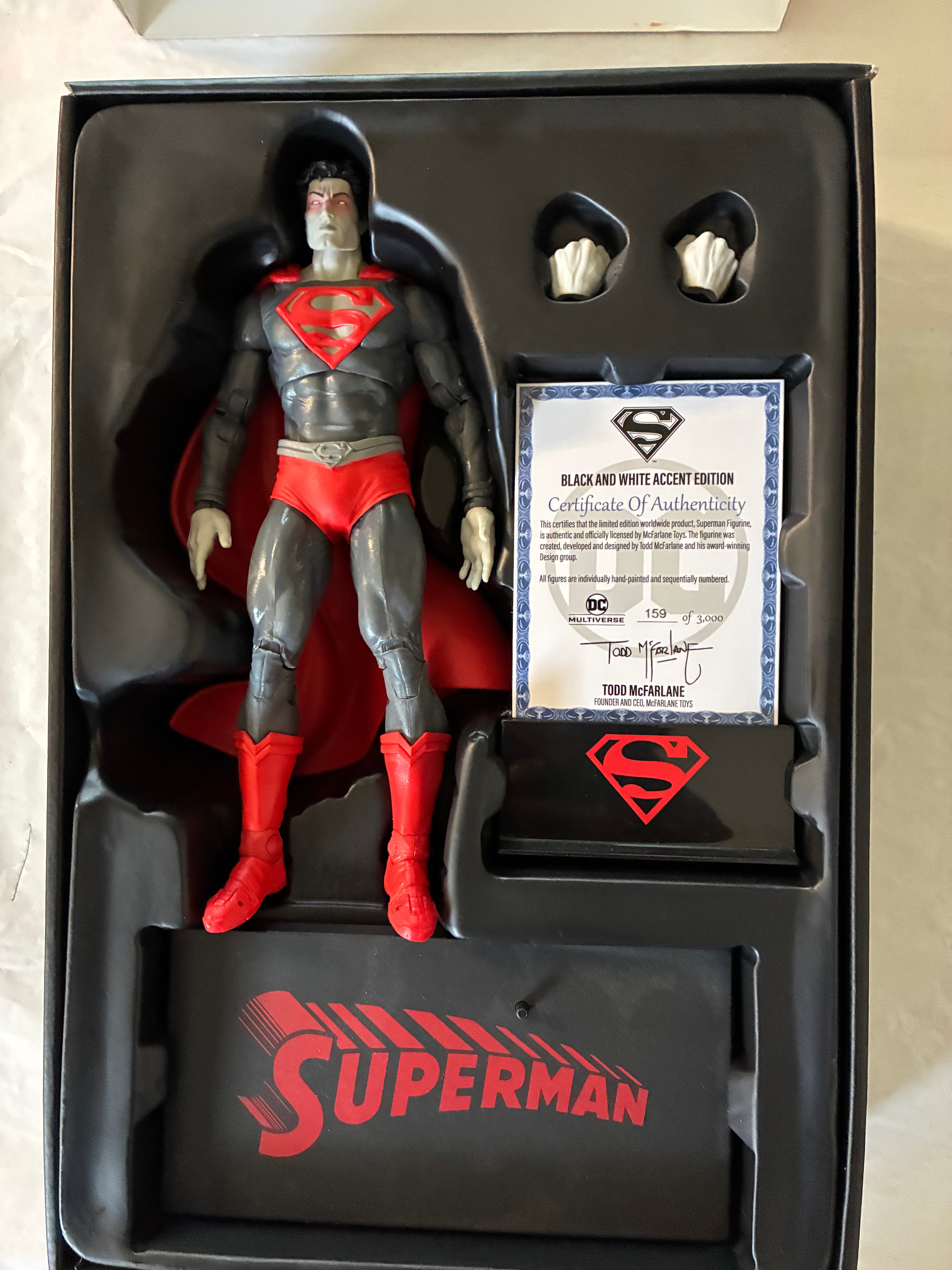 McFarlane Toys DC Multiverse Superman Black & White Gold Label Accent Edition