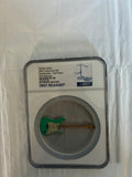 2023 Solomon Islands $2 Fender Stratocaster Guitar-Shaped Silver Coin Daphne Blue NGC Reverse PF 70 First Releases
