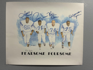 LA Rams "Fearsome Foursome" Limited Edition Signed Print by Dick Leyden – Deacon Jones, Merlin Olsen, Rosey Grier & Lamar Lundy (20" x 16")