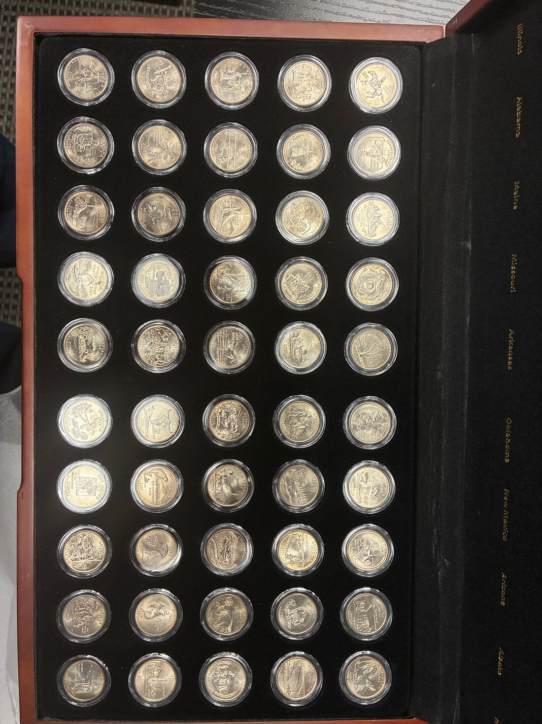 Complete 50 State Quarters 24KT Gold Layered Collection by The Morgan Mint w/ Display Case & COA