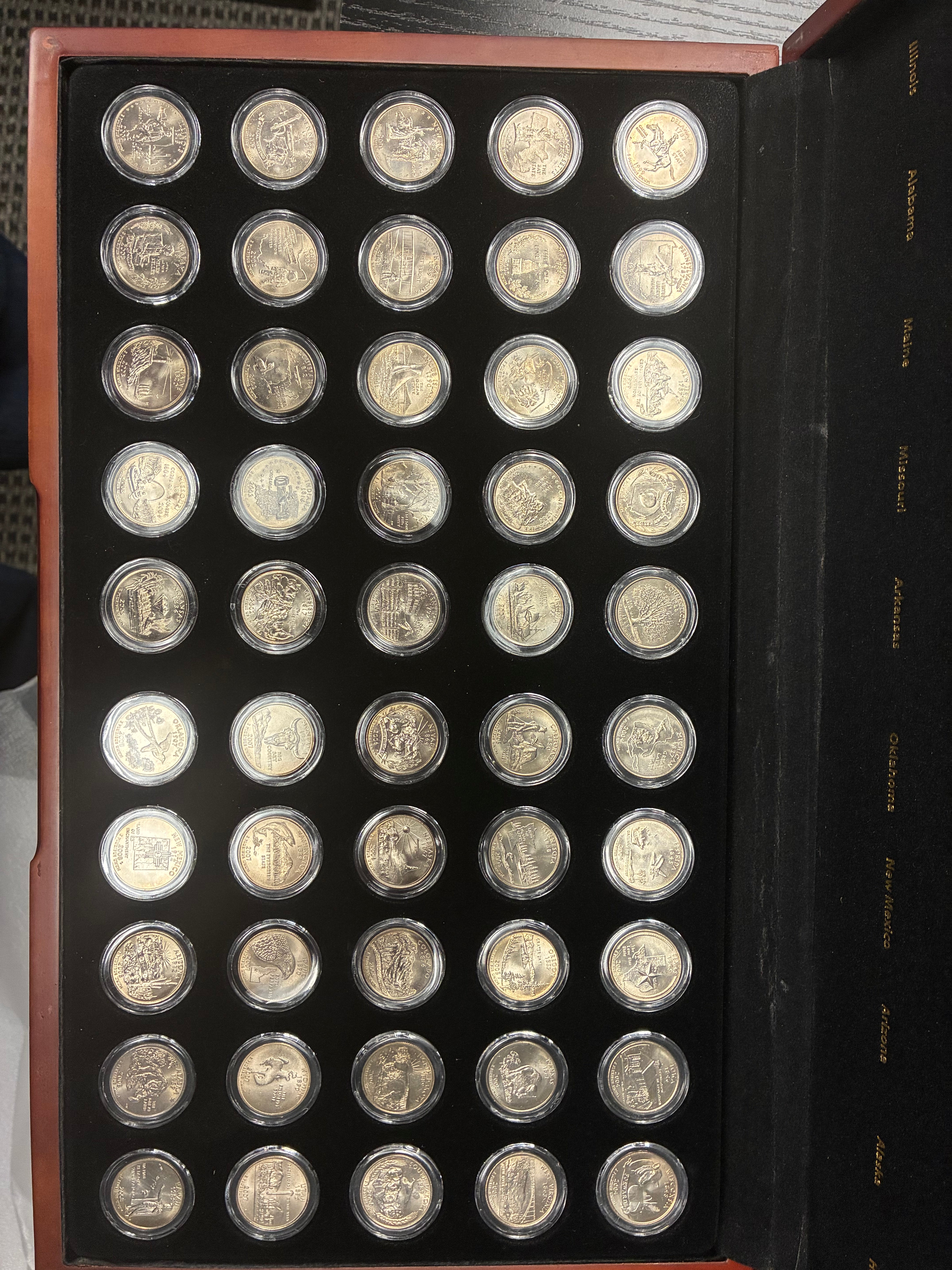 Complete 50 State Quarters 24KT Gold Layered Collection by The Morgan Mint w/ Display Case & COA