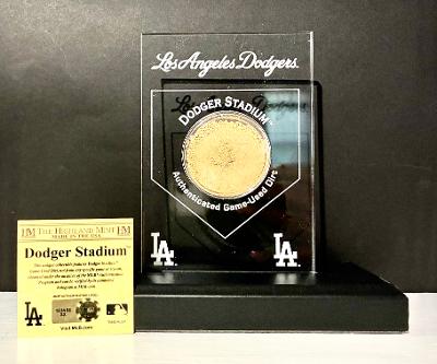 Los Angeles Dodgers Dodger Stadium authenticated game-used dirt coin in Highland Mint acrylic display
