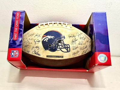 Denver Broncos Limited Edition team signature football helmet side in display box