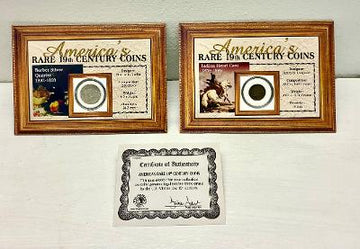 America's Rare 19th Century Coins set with both framed displays and Certificate of Authenticity